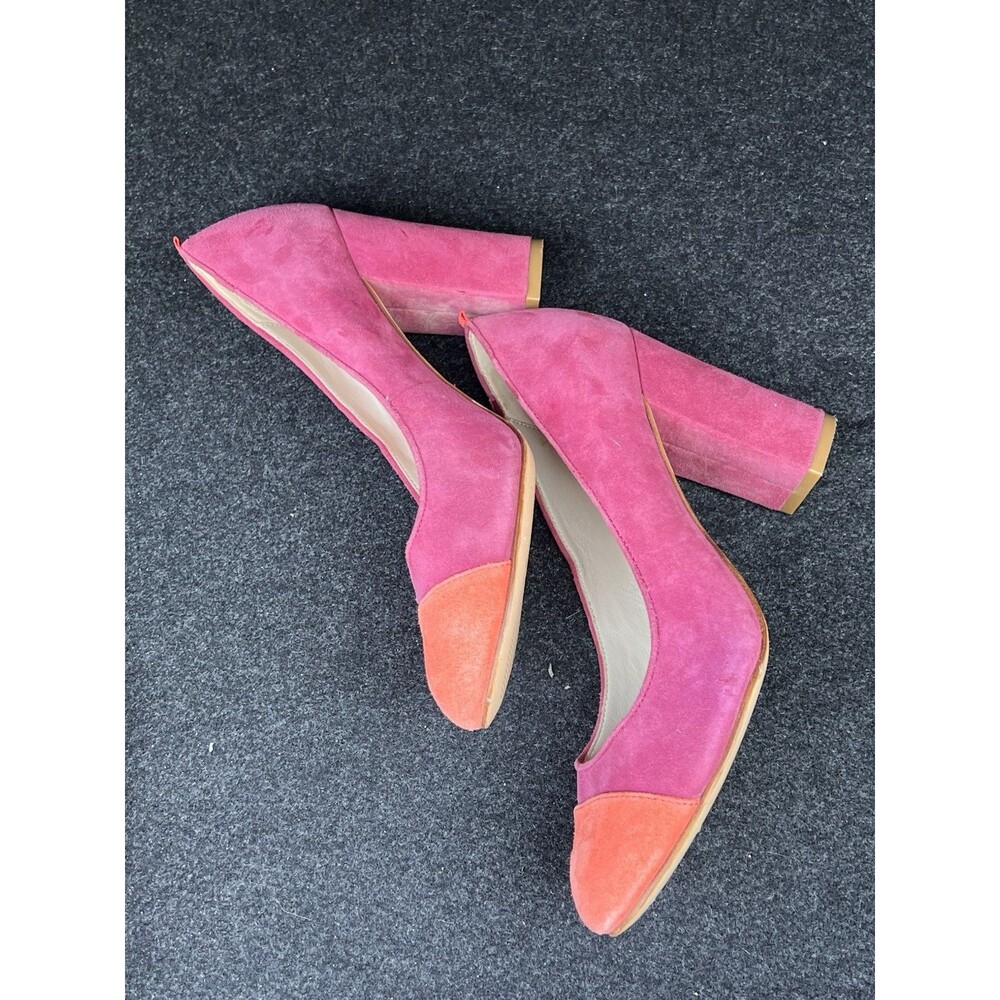 Boden Lisbeth Suede Leather Cap Toe BlockHeel Pumps Women’s Size 38 - Picture 5 of 8